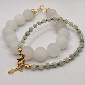 Dainty Amazonite Beaded Bracelet, Gemstone Bracelet, Gold filled chain